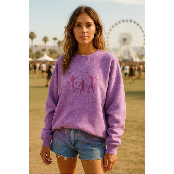 Vintage Other - VTG 90s Purple Southwest Petroglyphs Cotton Sweatshirt Festival Unisex, size 2XL